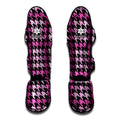 Pink Houndstooth Pattern Print Muay Thai Shin Guards