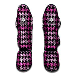 Pink Houndstooth Pattern Print Muay Thai Shin Guard