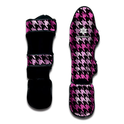 Pink Houndstooth Pattern Print Muay Thai Shin Guard