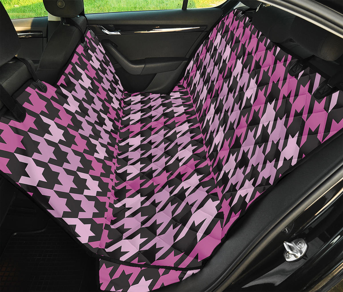 Pink Houndstooth Pattern Print Pet Car Back Seat Cover