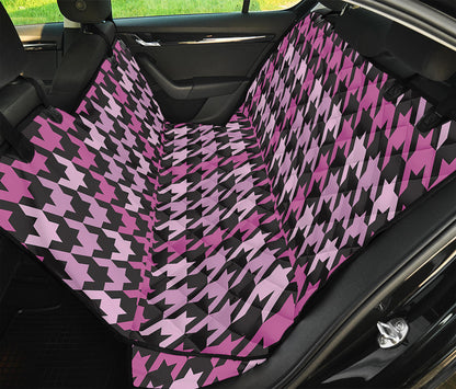 Pink Houndstooth Pattern Print Pet Car Back Seat Cover