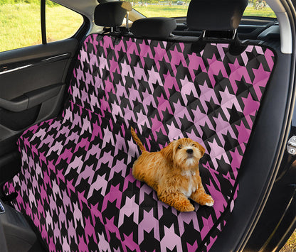 Pink Houndstooth Pattern Print Pet Car Back Seat Cover