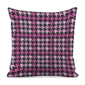 Pink Houndstooth Pattern Print Pillow Cover