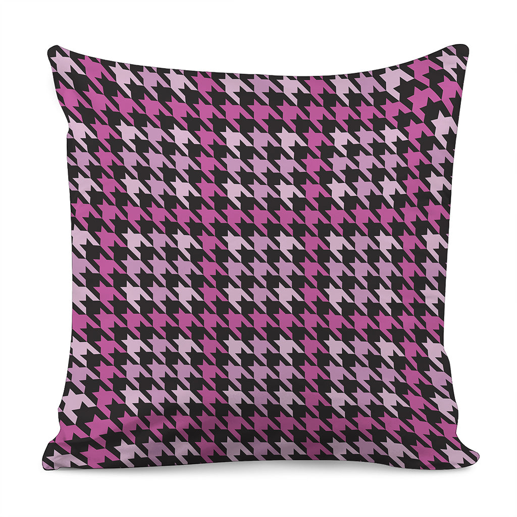 Pink Houndstooth Pattern Print Pillow Cover