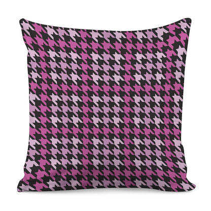Pink Houndstooth Pattern Print Pillow Cover