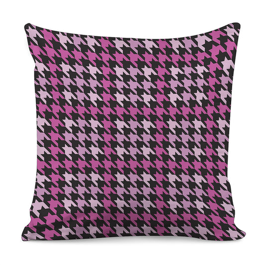 Pink Houndstooth Pattern Print Pillow Cover
