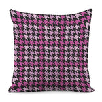 Pink Houndstooth Pattern Print Pillow Cover