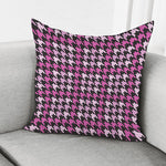 Pink Houndstooth Pattern Print Pillow Cover