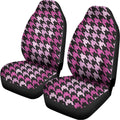 Pink Houndstooth Pattern Print Universal Fit Car Seat Covers