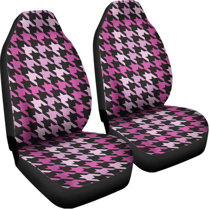 Pink Houndstooth Pattern Print Universal Fit Car Seat Covers