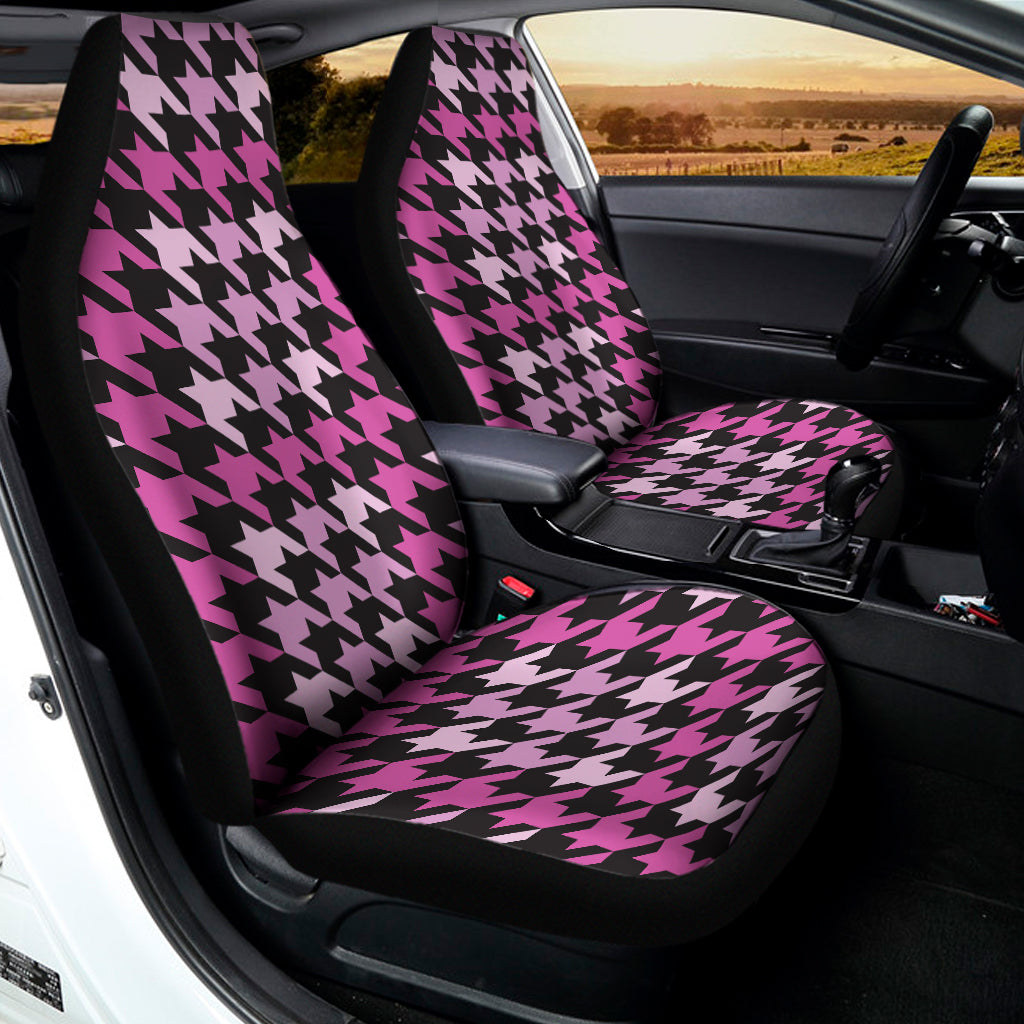 Pink Houndstooth Pattern Print Universal Fit Car Seat Covers