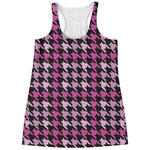 Pink Houndstooth Pattern Print Women's Racerback Tank Top