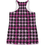 Pink Houndstooth Pattern Print Women's Racerback Tank Top