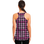 Pink Houndstooth Pattern Print Women's Racerback Tank Top