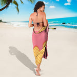 Pink Ice Cream Melted Print Beach Sarong Wrap