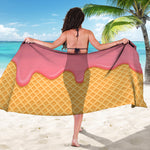 Pink Ice Cream Melted Print Beach Sarong Wrap