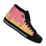 Pink Ice Cream Melted Print Black High Top Shoes