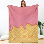 Pink Ice Cream Melted Print Blanket