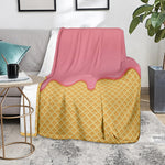 Pink Ice Cream Melted Print Blanket