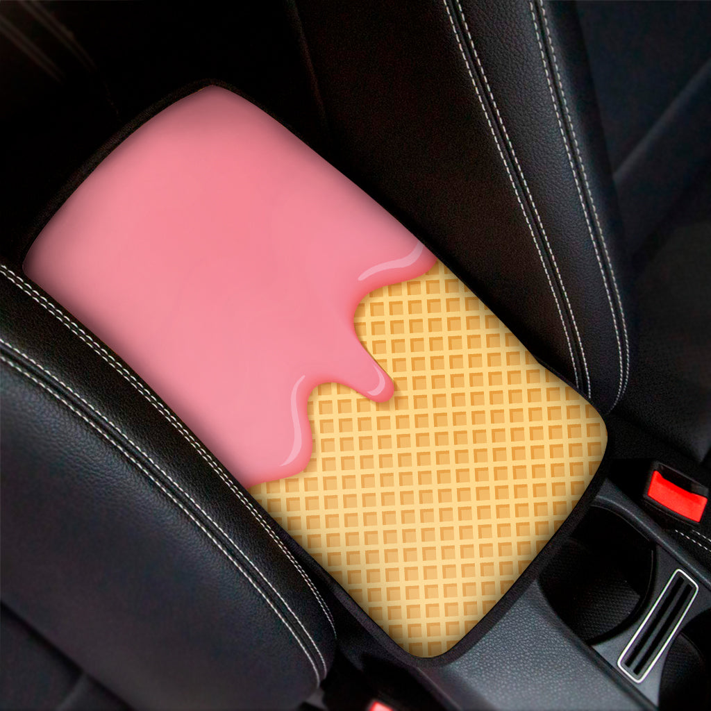 Pink Ice Cream Melted Print Car Center Console Cover