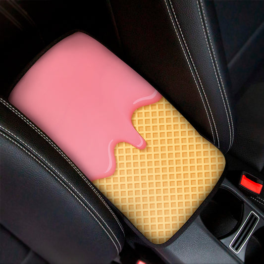 Pink Ice Cream Melted Print Car Center Console Cover