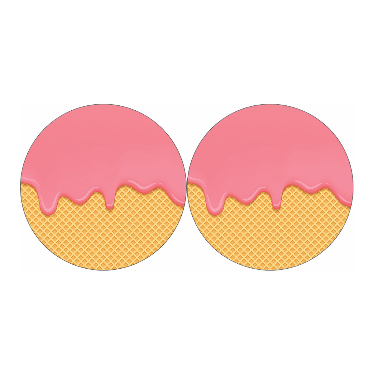 Pink Ice Cream Melted Print Car Coasters
