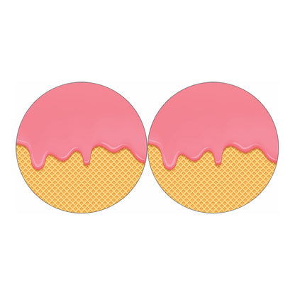 Pink Ice Cream Melted Print Car Coasters
