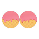 Pink Ice Cream Melted Print Car Coasters