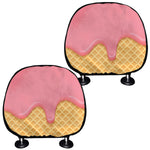 Pink Ice Cream Melted Print Car Headrest Covers