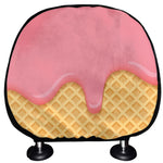 Pink Ice Cream Melted Print Car Headrest Covers