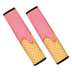 Pink Ice Cream Melted Print Car Seat Belt Covers
