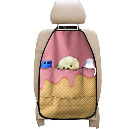 Pink Ice Cream Melted Print Car Seat Organizers