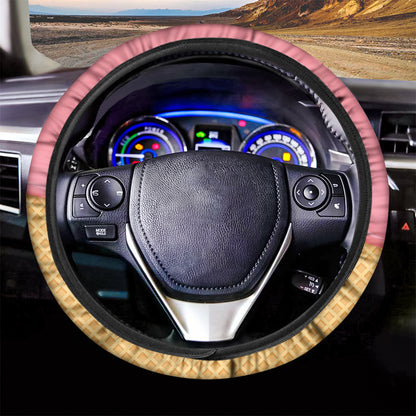 Pink Ice Cream Melted Print Car Steering Wheel Cover