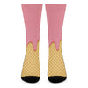 Pink Ice Cream Melted Print Crew Socks