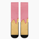 Pink Ice Cream Melted Print Crew Socks