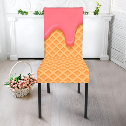 Pink Ice Cream Melted Print Dining Chair Slipcover