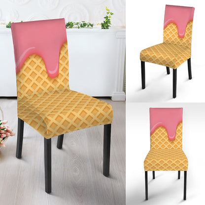 Pink Ice Cream Melted Print Dining Chair Slipcover