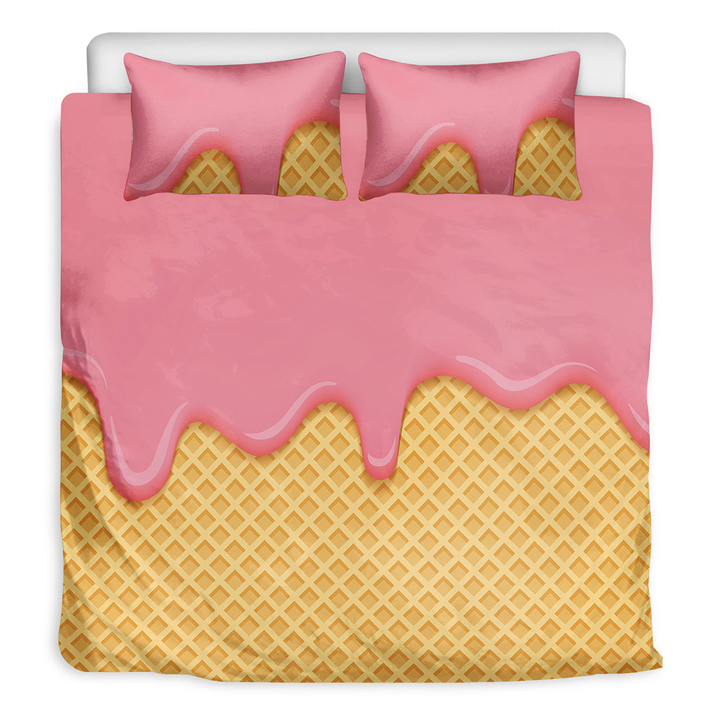 Pink Ice Cream Melted Print Duvet Cover Bedding Set