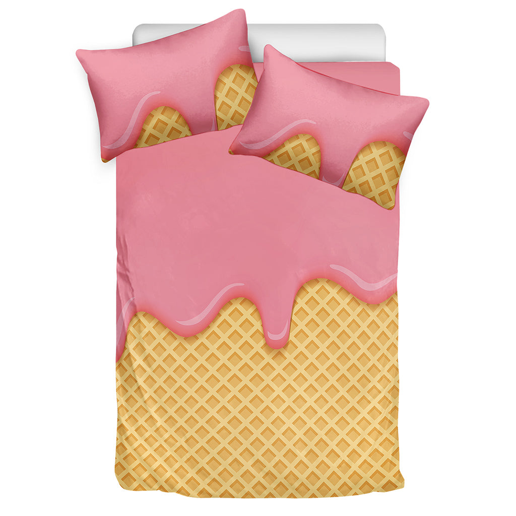 Pink Ice Cream Melted Print Duvet Cover Bedding Set