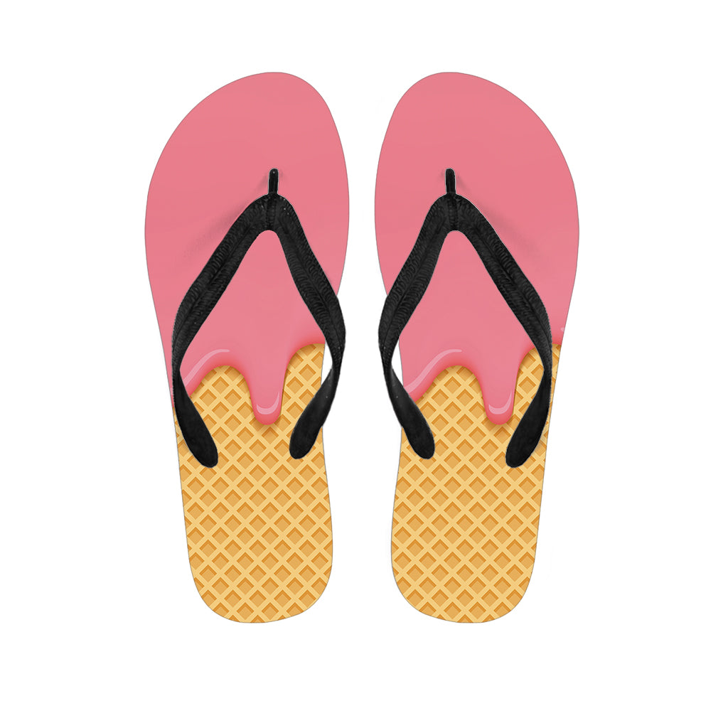 Pink Ice Cream Melted Print Flip Flops