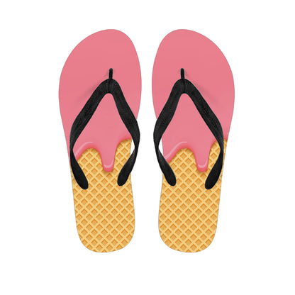 Pink Ice Cream Melted Print Flip Flops