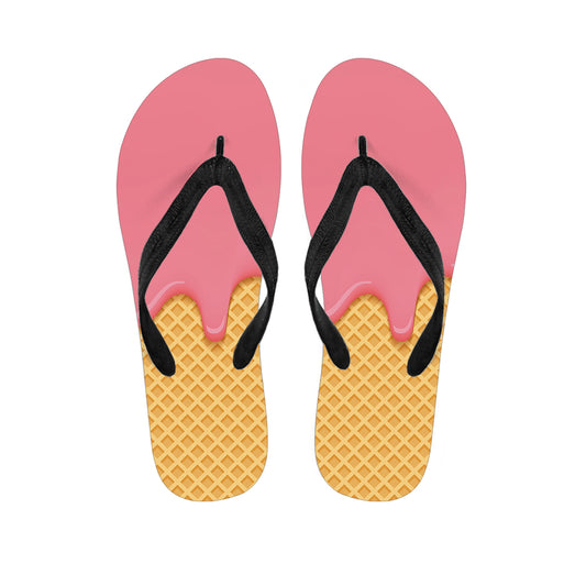 Pink Ice Cream Melted Print Flip Flops