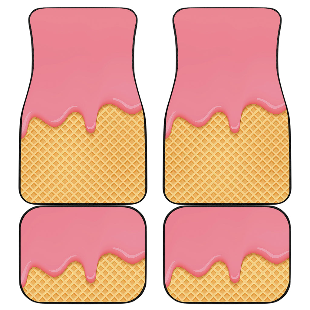 Pink Ice Cream Melted Print Front and Back Car Floor Mats