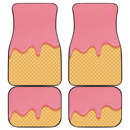 Pink Ice Cream Melted Print Front and Back Car Floor Mats