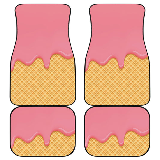 Pink Ice Cream Melted Print Front and Back Car Floor Mats