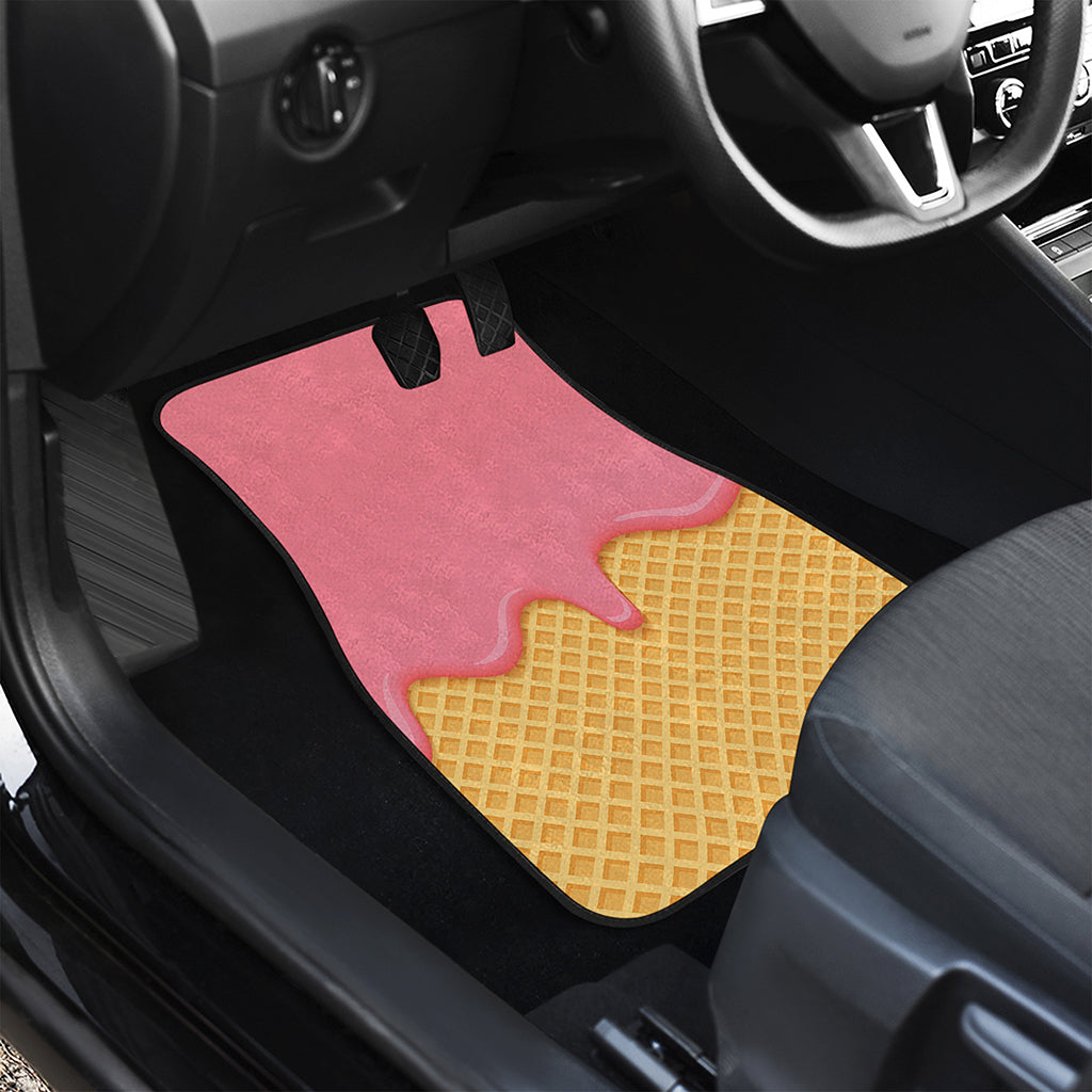 Pink Ice Cream Melted Print Front and Back Car Floor Mats