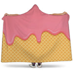 Pink Ice Cream Melted Print Hooded Blanket