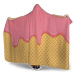 Pink Ice Cream Melted Print Hooded Blanket
