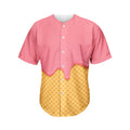Pink Ice Cream Melted Print Men's Baseball Jersey