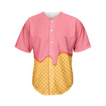 Pink Ice Cream Melted Print Men's Baseball Jersey